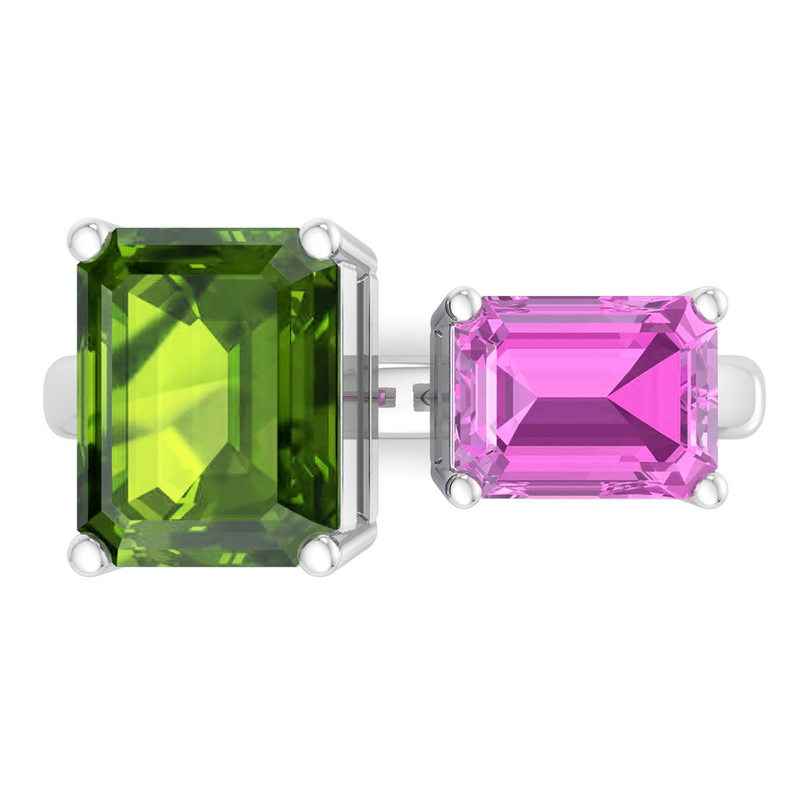 Martha Stewart 4 1/2ctw. Peridot & Pink Sapphire Two Stone Ring In Sterling Silver image number null